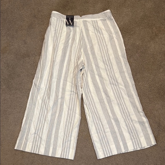 Worthington Gray and White Linen Striped Wide Leg Pants - Picture 3 of 4